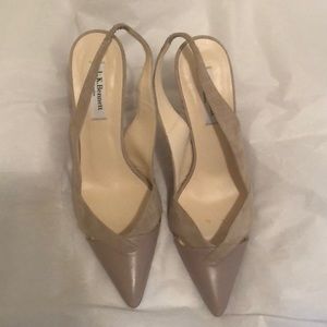 L.K. Bennett beige leather and suede slingbacks
